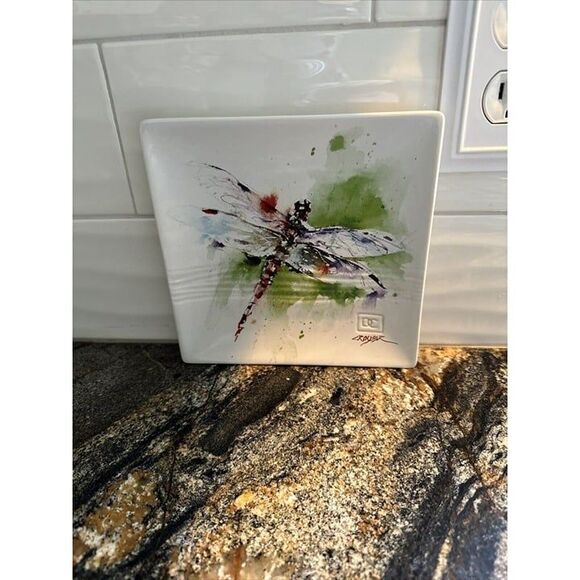 DEAN CROUSER HUMMINGBIRD PORCELAIN PLATE 7" SQUARE WATERCOLOR ART‎ - Picture 1 of 4